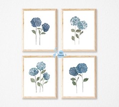 XUOIAYNB Watercolor Blue Flower Art Print-Blossom Hydrangea 8 x 10 Inch, blue