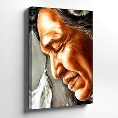 Wall Art Native American Elder Portrait Canvas Print Rustic Southwestern Decor