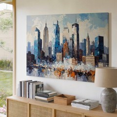 Canvas Classic City Urban Metropolis Cityscape Panoramic Featuring Seri Wall Art