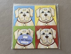 Set Of 4 “Dog Whimsy” Themed Contemporary Art Prints, Fits 6” X 6” Frames, New!
