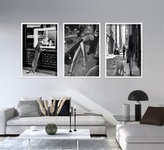 3Pcs Funky Girl Leopard Canvas Wall Art 16L»x12W»-Unframed, Black Cheetah