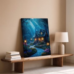 Whimsical Fairy Tale Cottage Nestled In A Lush, Enchanted Wall Art Canvas Print