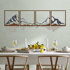 4 Pcs Metal Mountain Wall Art Decor Sculpture Living Room Bedroom Office Indoor