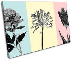 Botanical Floral Flower Modern Vintage SINGLE CANVAS WALL ART Picture Print