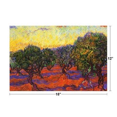 Vincent van Gogh Olive Grove with Orange Sky Landscape Artist Poster 18×12