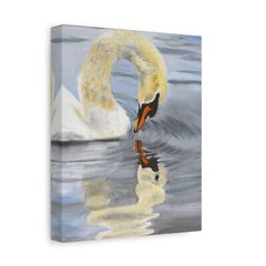 Swan Reflection Canvas Print, Elegant Wall Art, Home Decor, Gift for Nature
