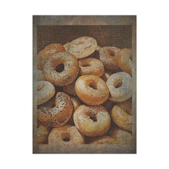 Vintage BAGEL Wall Art, Retro Baking Bread Poster, Jewish Bakery Kitchen Decor