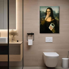 Funny Vintage Mona Lisa Bathroom Wall Art – Humorous Toilet Decor