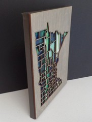 Minnesota Map Craft Kit Natural Wood Laser Cut & Canvas 8×10 Wall Decor USA #M15