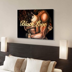 Mislojade African American Wall Art Black Love Canvas 18″L x 12″W,