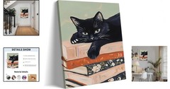 Charming Framed Black Cat Wall Art – Perfect Gift for Cat Lovers 12×16