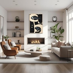 Mid-Century Modern Fish Poster – Abstract Neutral Wall Art Print Decor