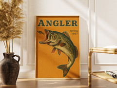 Retro Fishing Poster – Angler Spring 1967 Art – Bass Fishing Wall Decor Print