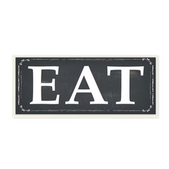7 In. X 17 In. «EAT Black and White» by ND Art Printed Wood Wall Art