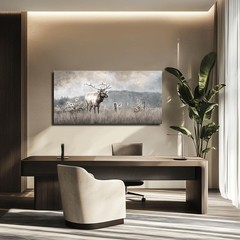 Large Bull Elk Wall Art, Deer Wildlife Canvas Print, Rustic Modern Farmhouse …