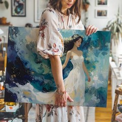 Celestial Dream Woman Canvasethereal Fantasy Moonlight Wall Art