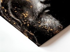 Wall Art Gold Crown King Portrait Canvas Print Black White Religious Home Decor