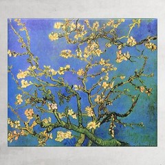 Van Gogh Almond painting on Canvas Morden Wall Art Home Decor, wooden frame incl