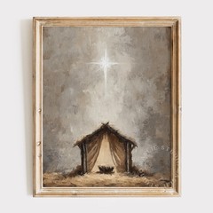Nativity Scene Christmas Art | Christian Manger Wall Decor Canvas Print