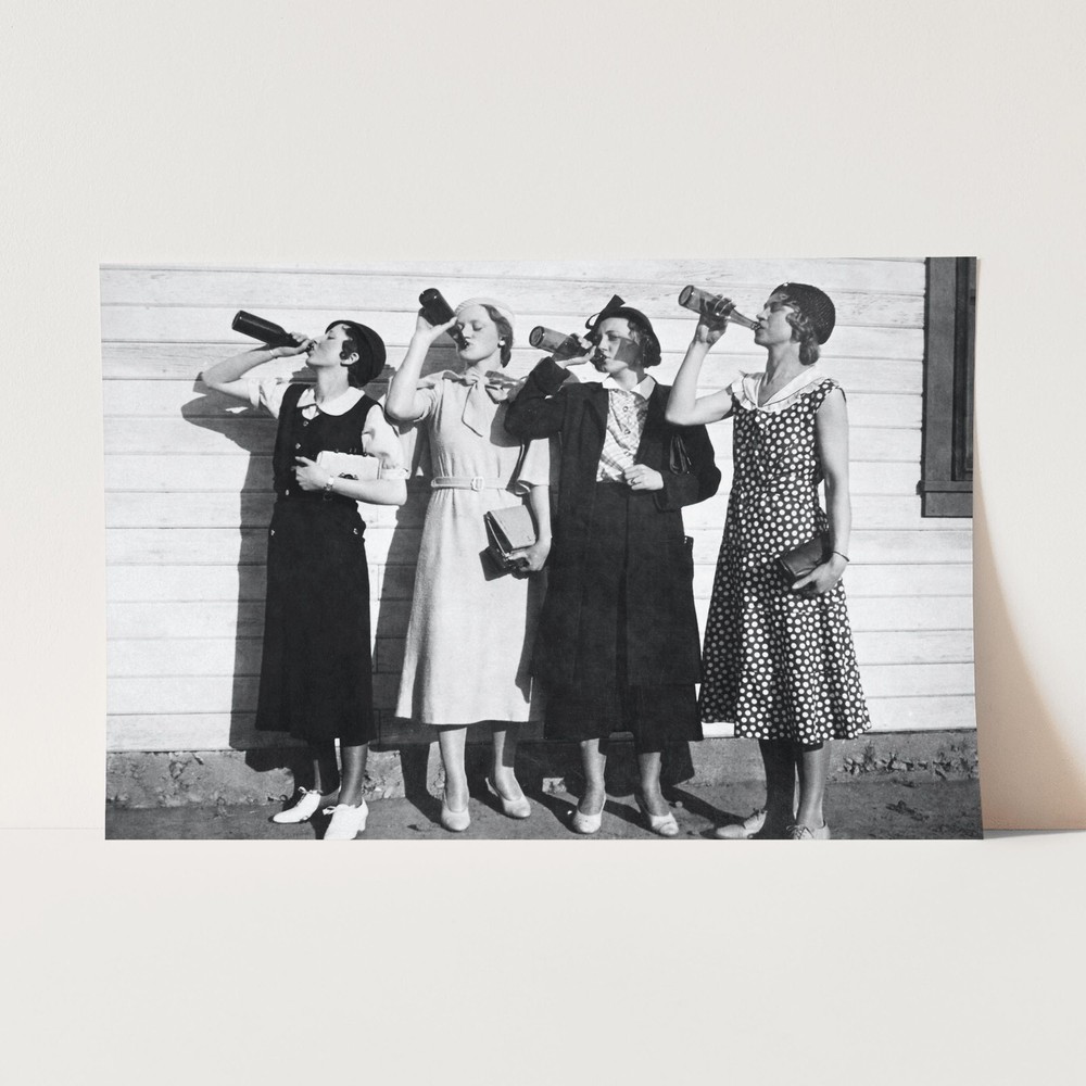 Flapper Girls Drinking Vintage 1900s 1920 Ladies Bar Decor Wall Art Poster Print