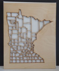 Minnesota Map Craft Kit Natural Wood Laser Cut & Canvas 8×10 Wall Decor USA #M15