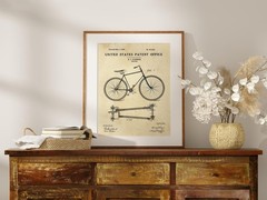 Bicycle Patent Art Poster Vintage Cycling Wall Art Decor Print
