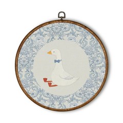 Chinoiserie Coquette Goose Round Wall Art Decor, Blue and White Flower Goose …