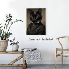 Ljubovnik Gentleman Black Cat Canvas Frame Wall 12″L x 18″W, style-1 Unframed