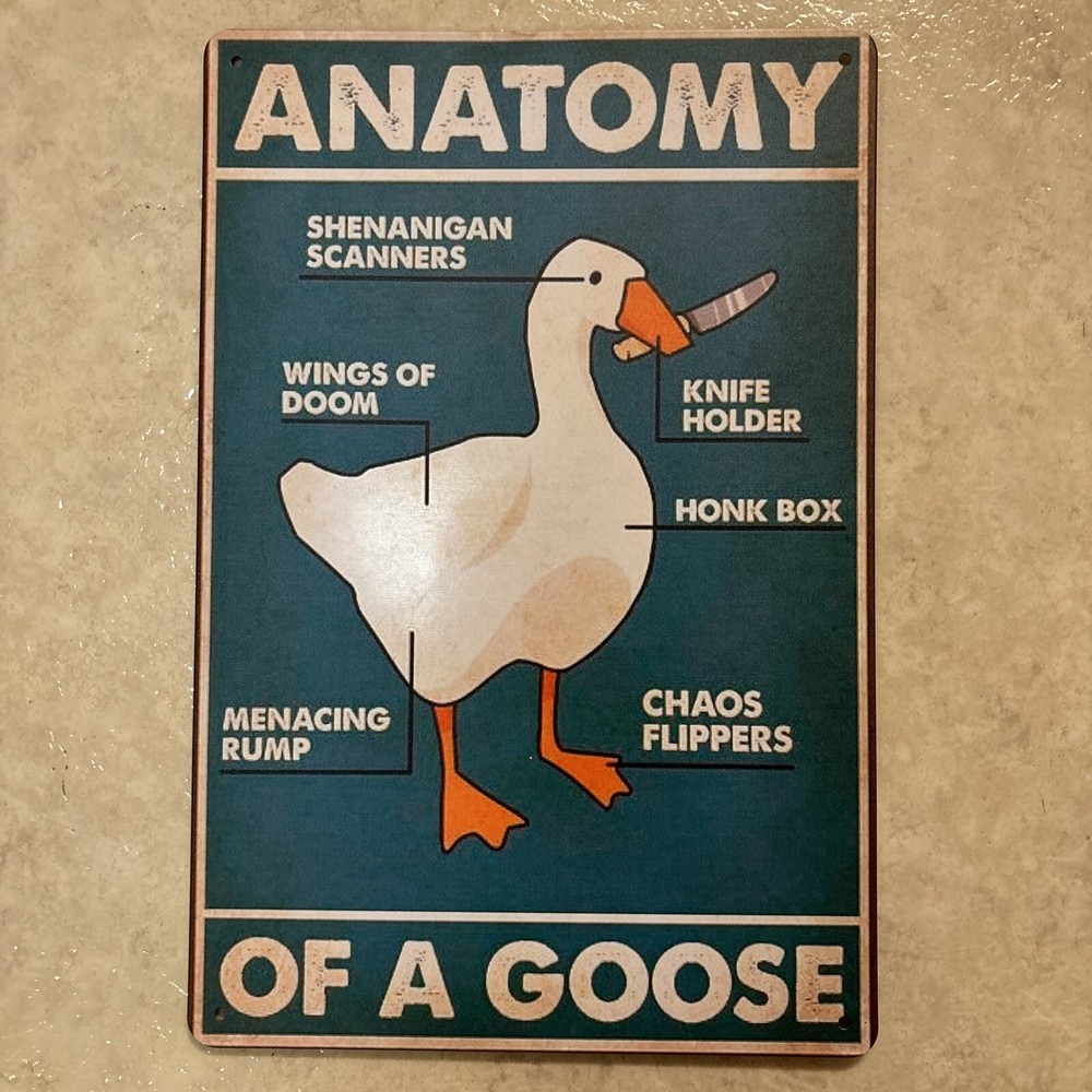 Anatomy Of A Goose Funny Animal ✅ Metal Sign Wall Art Print Decor 8 x 12 in NEW