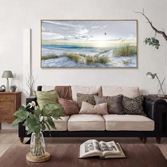 Canvas Wall Art Beach Sunrise Ocean Waves Nature Pictures 30×60 Framed