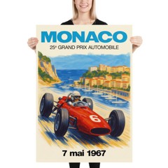Monaco Vintage F1 Grand Prix 1967 Art Poster — Auto Racing Wall Art, Formula 1