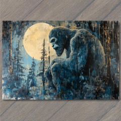 Art Print Bigfoot Walking at Sunset Majestic Forest Scene Mythical Creature Yet