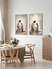 Jesus and Girl Wall Art Natural Wood Christian Religious Wall Decor Jesus Pic…