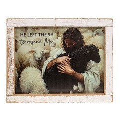 NEW PRIMITIVE JESUS RESCUE ME Print 14″Hx17.75″W Framed Rustic Faith Christian