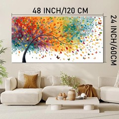 Trogonup Colorful Tree of Life Wall Art for Living Room Butterfly Plant Lands…