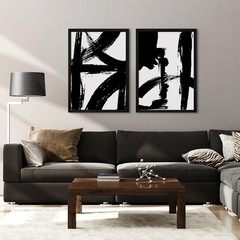 Minimalist Black Lines Canvas Art – 12×16 Inch Framed Set of 2 for Modern Spaces