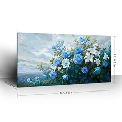NiceTop 48×24 Inch Large Floral Canvas Wall Art, Waterproof Moisture Resistan…