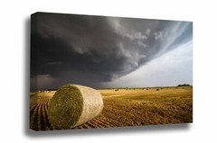 Hay Bale Canvas: Kansas Storm Farm Country Rural Landscape Farmhouse Wall Art