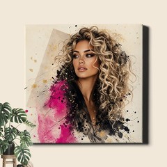 Woman Portrait Canvas Art Red Roses Pearls Perfume Fashion Decor