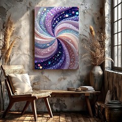 Wall Art Abstract Glitter Swirl Canvas Print Purple Pink Sparkle Decor Poster
