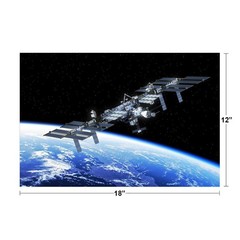 International Space Station Orbiting Earth Art Print Poster 18×12