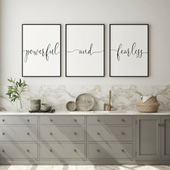Powerful and Fearless, Set of 3 Poster Prints, Minimalist Home Wall Art Decor