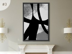 Black & Gery Framed Wall Art Abstract Modern Canvas Print Home Decor Wall Art