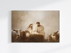 Nativity Scene Poster, Jesus Christmas Canvas Wall Art,Christian Religious Decor