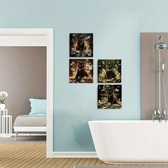 4pcs Lucky Black Cat LB Wall Art Canvas Unframed/Framed