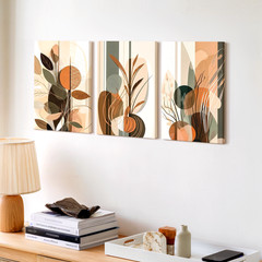 3 Pieces Abstract Botanical Earth Tones Large Wall Art Set for Living Set Of 3