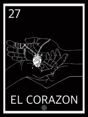 Hand Heart Tattoo Inspired Poster, Black and White, Wall Art (24″ x 32″)