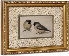 Vintage Gold Framed Double Mat Bird Wall Art – 12x16in Floral Linen Canvas Pr…