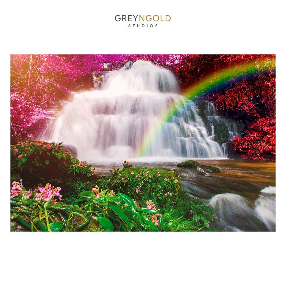 Colorful & Beautiful Waterfalls Nature Wall Art Print pick size A4/A3/A2/90x60cm