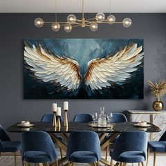Angel Wings Wall Art Blue Oil Painting Reproduction Print Modern Abstract Can…